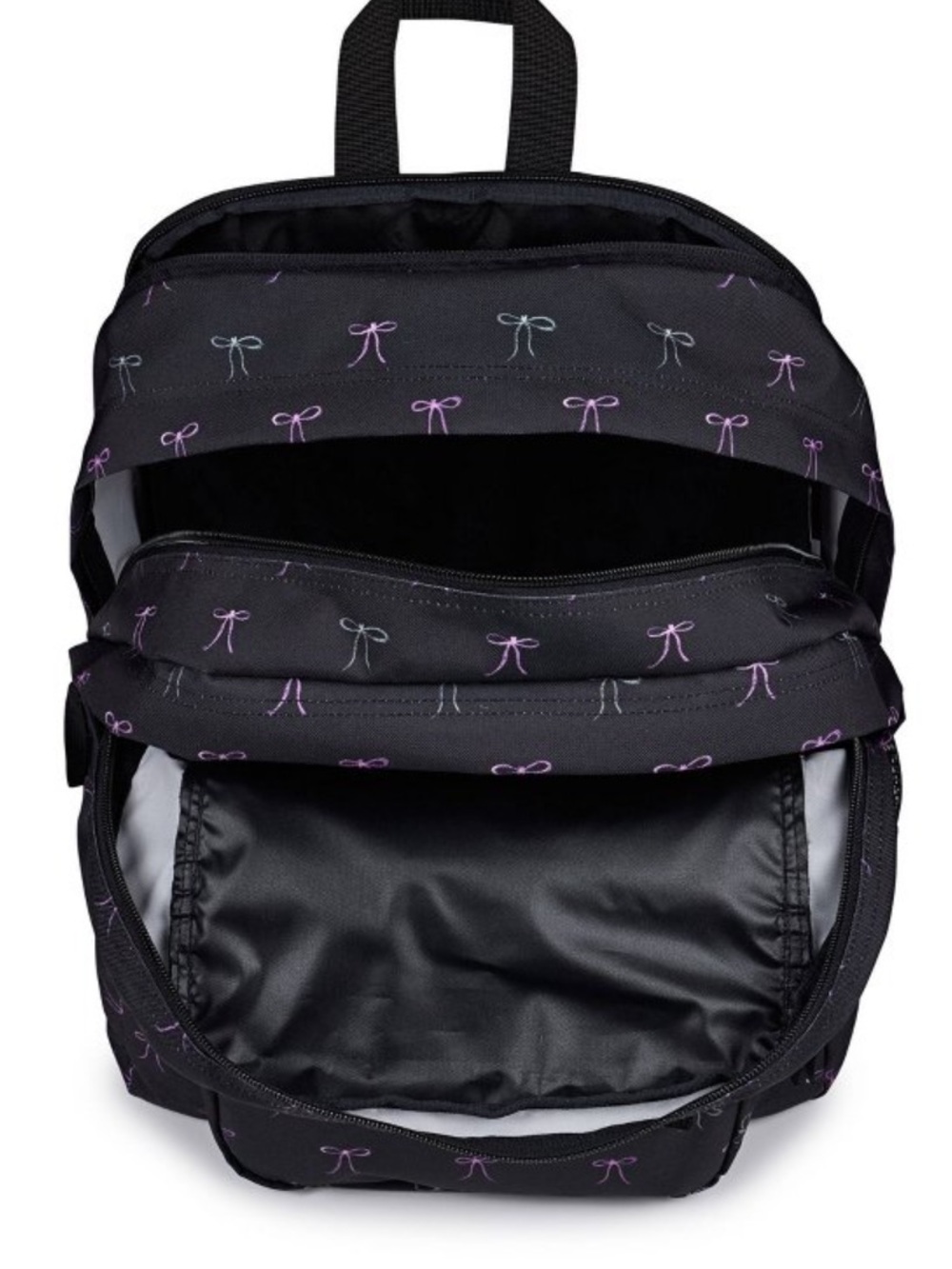 Jansport Big Student Cargo 17.5 backpack black with bows fits 15” laptop NWT - Picture 3 of 13